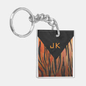 Porte-clés Motif d'impression monogramme Tiger chaud orange e (Devant gauche)