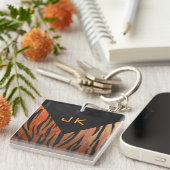 Porte-clés Motif d'impression monogramme Tiger chaud orange e (Devant Droit)