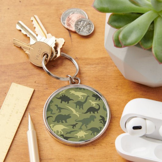 Porte-clés Motif Dinosaure, Silhouette Dinosaure, Dino Vert (Bureau)
