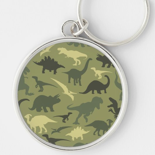 Porte-clés Motif Dinosaure, Silhouette Dinosaure, Dino Vert (Devant)