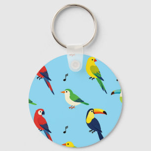 Porte-clés Motif d'oiseaux tropicaux colorés