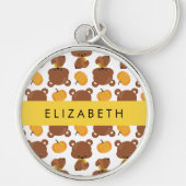 Porte-clés Motif D'Ours, Mignons Ours, Citrouille, Votre Nom (Devant)