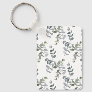 Porte-clés Motif élégant de feuilles d'eucalyptus vert sauge