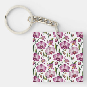 Porte-clés Motif élégant et sans couture d'orchidée violette