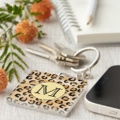 Porte-clés Motif Empreinte de léopard Monogramme personnalisé (Devant Droit)