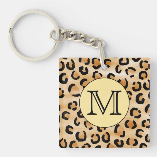Porte-clés Motif Empreinte de léopard Monogramme personnalisé (Devant)