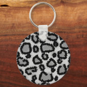 Porte-clés Motif Empreinte de léopard, noir et gris. (Recto)