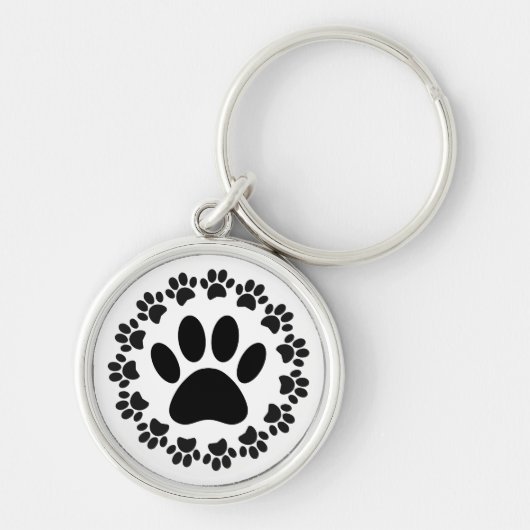 Porte-clés Motif Empreinte de patte de chien à cadre arrondi (Devant)