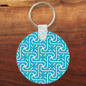 Porte-clés Motif en carrelage égyptien, turquoise et blanc (Recto)