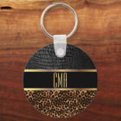 Porte-clés Motif en cuir et léopard Monogram (Recto)