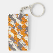 Porte-clés Motif en diagonale du chat noir blanc gingembre (Dos)