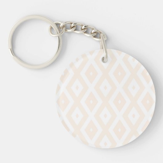 Porte-clés Motif en diamant beige et blanc (Devant)