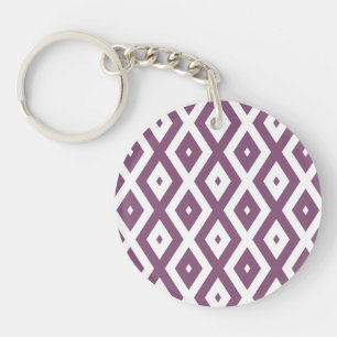 Porte-clés Motif en diamant blanc et mauve