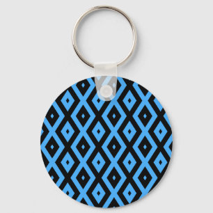 Porte-clés Motif en diamant bleu ciel et noir