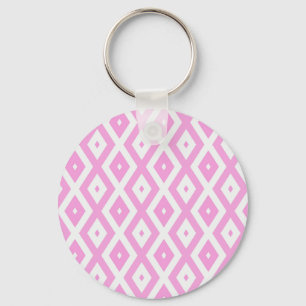 Porte-clés Motif en diamant rose et blanc
