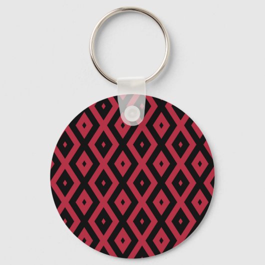 Porte-clés Motif en diamant rouge et noir (Recto)