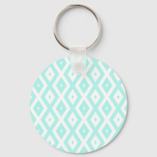 Porte-clés Motif en diamant Turquoise et blanc