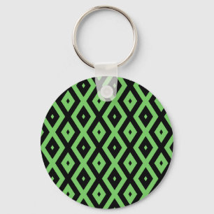 Porte-clés Motif en diamant vert citron et noir