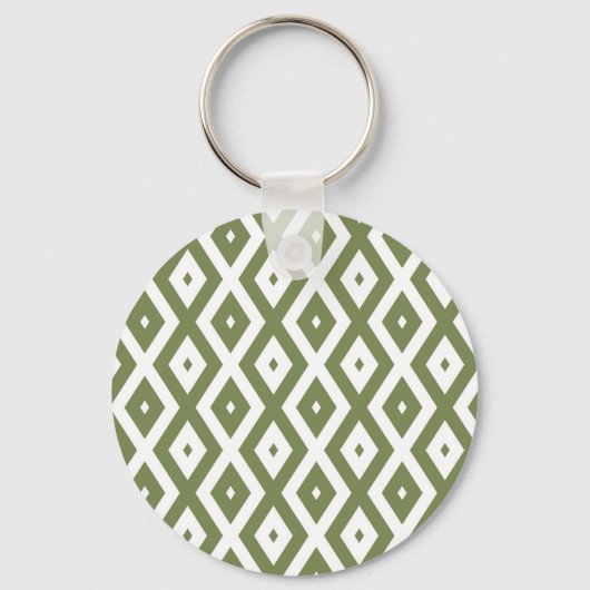 Porte-clés Motif en diamant vert et blanc (Recto)
