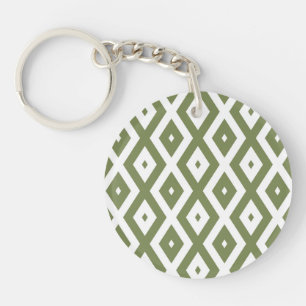 Porte-clés Motif en diamant vert et blanc