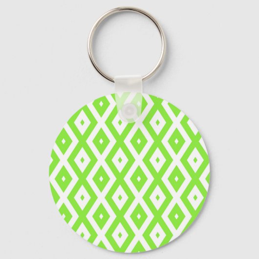 Porte-clés Motif en diamant vert et blanc (Recto)