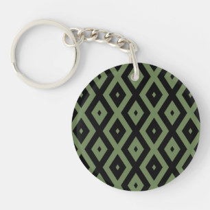 Porte-clés Motif en diamant vert olive et noir