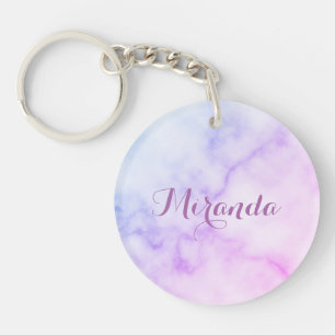 Porte-clés Motif en marbre arc-en-ciel avec nom personnalisé
