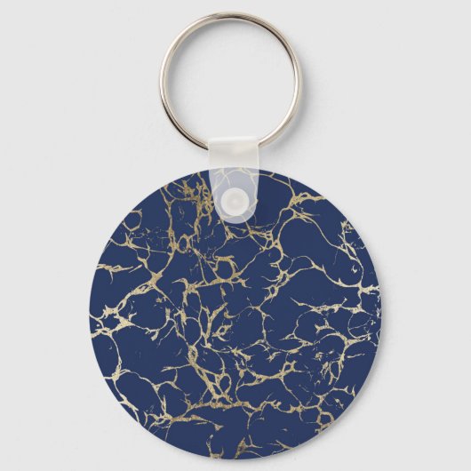 Porte-clés Motif en marbre bleu marine chic (Recto)