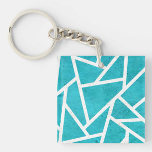 Porte-clés Motif en mosaïque bleu-vert et blanc