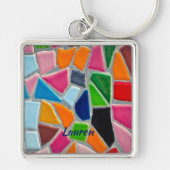 Porte-clés Motif en mosaïque colorée (Devant)