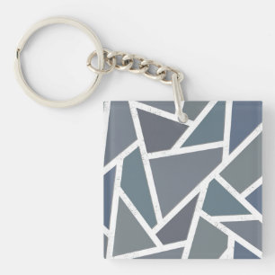 Porte-clés Motif en mosaïque gris bleu