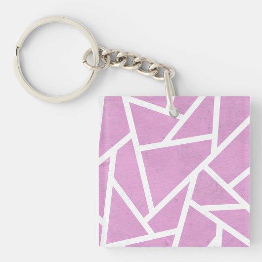 Porte-clés Motif en mosaïque rose et blanc (Devant)