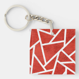 Porte-clés Motif en mosaïque rouge et blanche