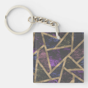 Porte-clés Motif en mosaïque violet et or