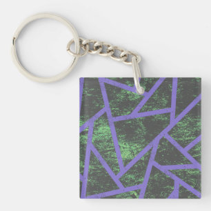 Porte-clés Motif en mosaïque violet et verte