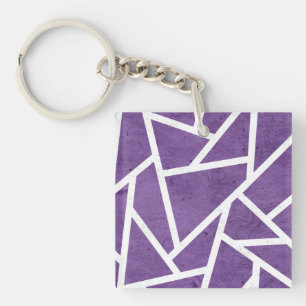 Porte-clés Motif en mosaïque violette et blanche