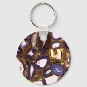 Porte-clés Motif en pierre blanche Brown violet