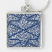Porte-clés Motif en tuiles persanes - bleu cobalt et blanc (Devant)