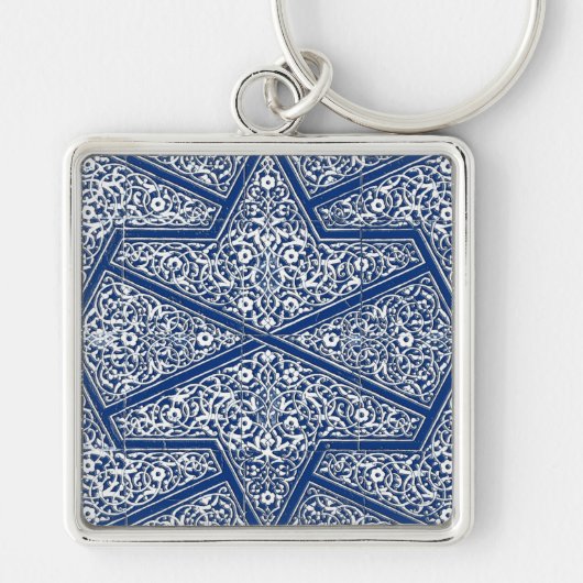 Porte-clés Motif en tuiles persanes - bleu cobalt et blanc (Devant)