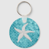 Porte-clés Motif en verre marin de Starfish blanc (Recto)