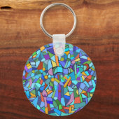 Porte-clés Motif en verre tendu en bleu (Recto)