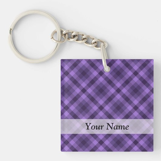 Porte-clés Motif en vichy violet (Devant)