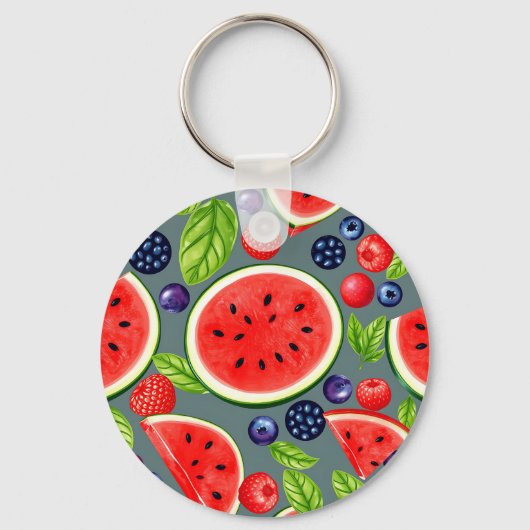 Porte-clés Motif Été Baie de Pastèque (Recto)