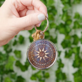 Porte-clés motif ethnique en bois du soleil de symbole du (Main)