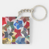 Porte-clés Motif Étoiles Patchwork Découpage Monogramme (Dos)