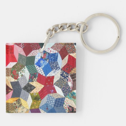 Porte-clés Motif Étoiles Patchwork Découpage Monogramme (Dos)