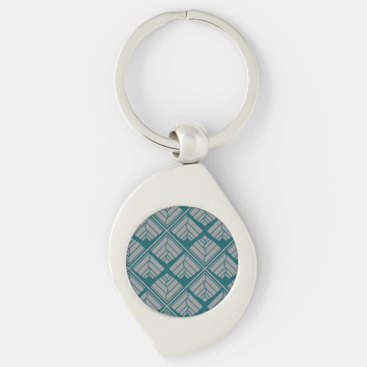 Porte-clés Motif feuille carré Turquoise neutre (Devant)