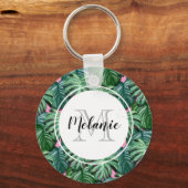 Porte-clés Motif Feuille tropical - Monogramme de feuillage v (Recto)