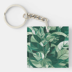 Porte-clés Motif Feuille vert moderne