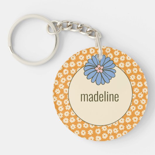 Porte-clés Motif Fleur Girl Orange Retro (Devant)